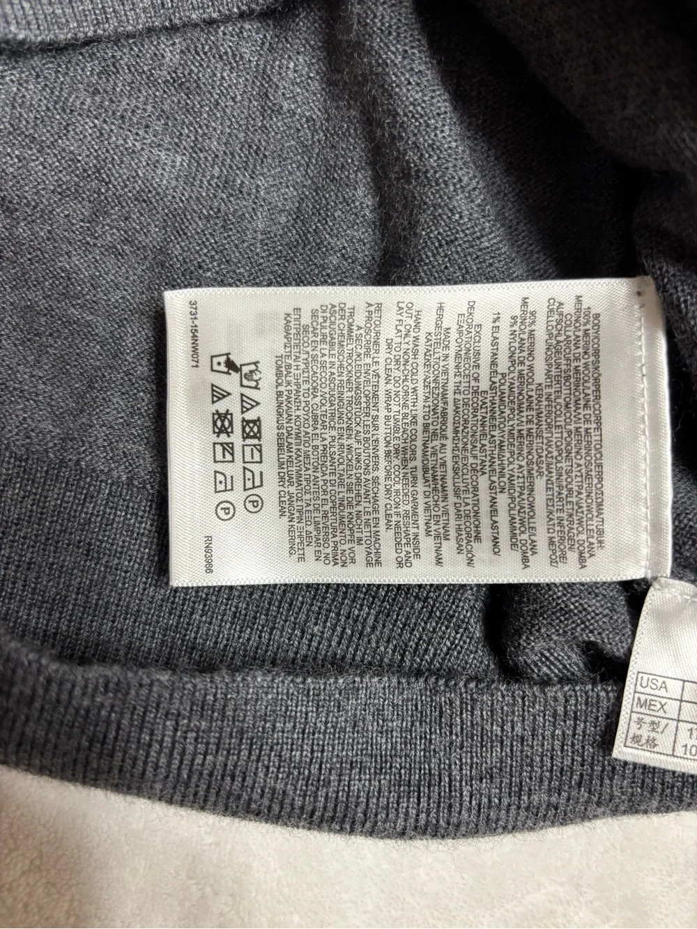 Brooks Brothers Men's Charcoal V-Neck Polo Merino Sweater
